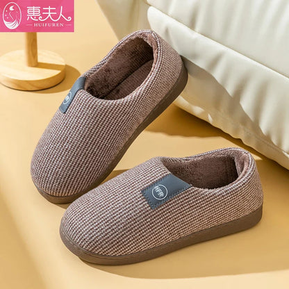 2025 Winter Warm Plush Slippers – High-Top Platform Indoor Snow Boots for Women & Men, Cozy Home Shoes with Soft Lining