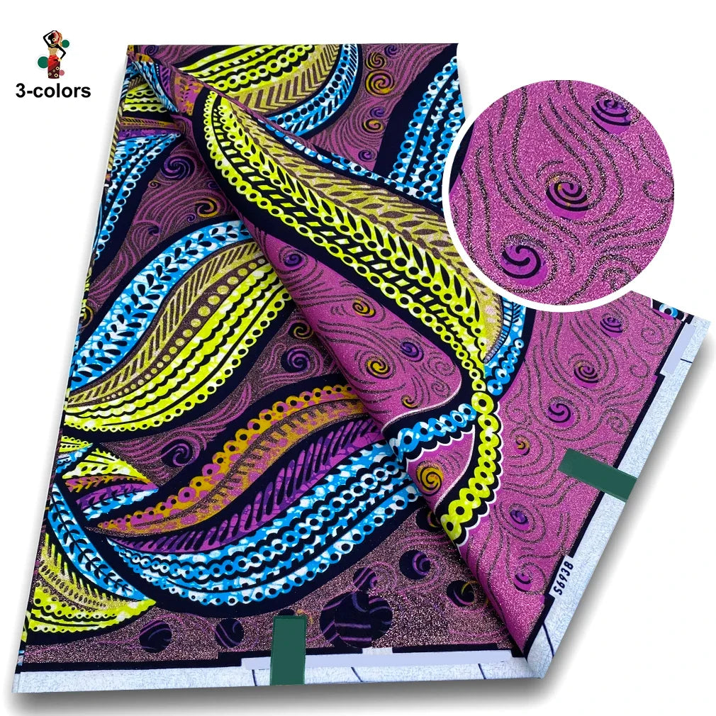 Super Glitter Golden Wax Fabric - Soft Cotton Ankara Batik with Flash Gold Print for Nigerian & African Fashion