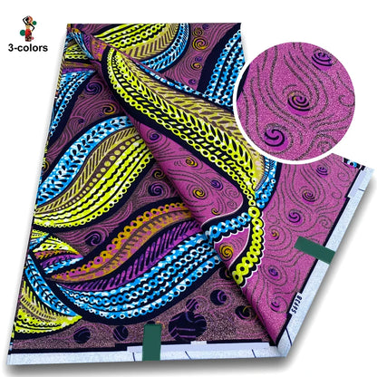 African Golden Wax Fabric - Glitter Gold Print Batik Ankara Pagne Material for Women