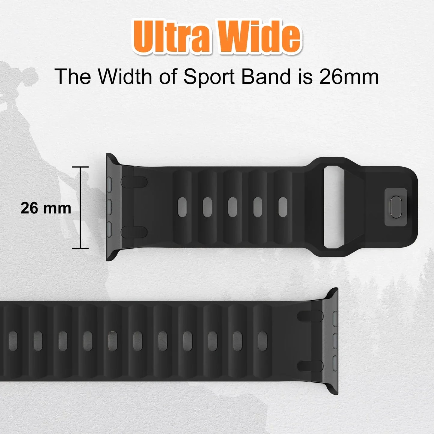Sport Silicone & Stainless Steel Strap for Apple Watch — Fits Ultra 2 & Series 10/9/8/7/SE (44–49mm)
