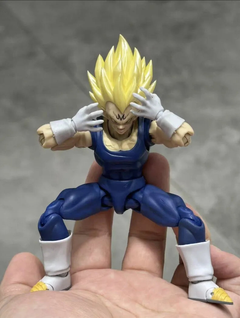 Majin Vegeta Super Saiyan Action Figure - Full Power Battle Damage Anime Collectible Model Toy