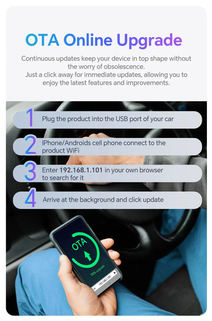 Mini U3 Smart Box for Mazda – Wireless CarPlay & Android Auto, Plug & Play with OTA Upgrade