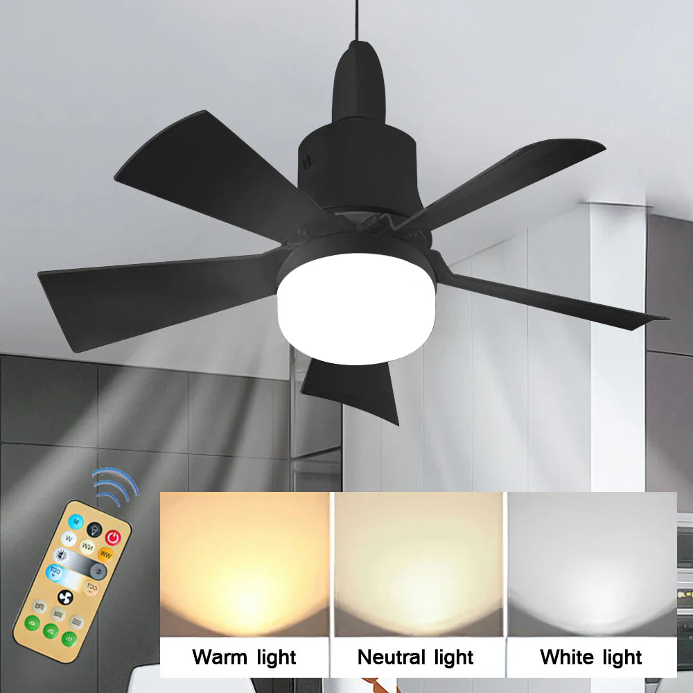 30W E27 Ceiling Fan Light with Remote - LED Dimming Function, Intelligent Silent Fan for Bedroom & Living Room