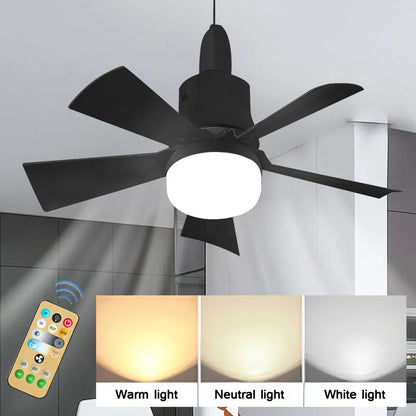 30W E27 Ceiling Fan Light with Remote - LED Dimming Function, Intelligent Silent Fan for Bedroom & Living Room