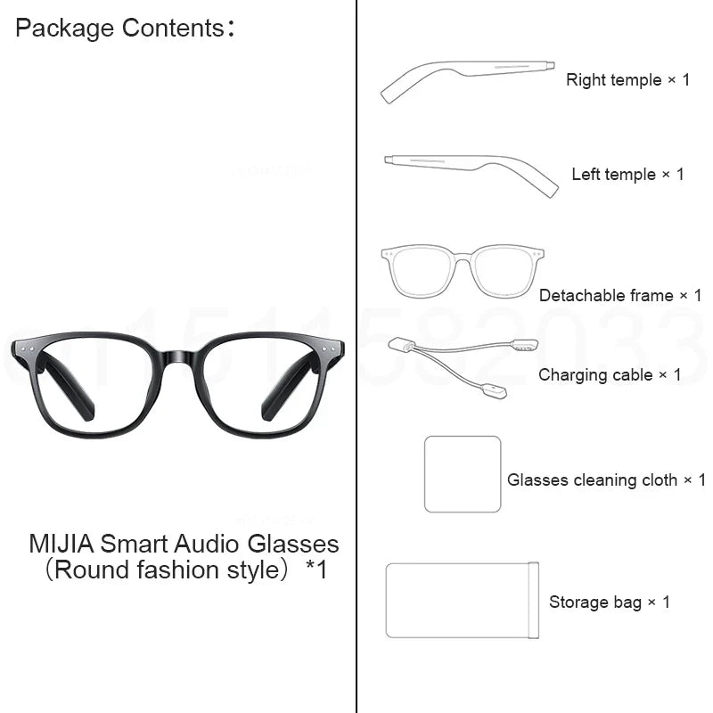 XIAOMI MIJIA Smart Audio Glasses Joyful Edition — Bluetooth 5.2, Detachable Headset, Long Standby, 2h Fast Charge, Anti-Leakage Sound