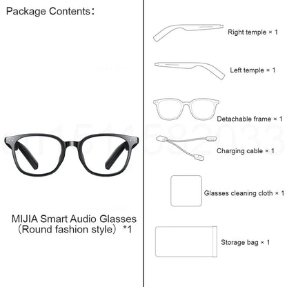 XIAOMI MIJIA Smart Audio Glasses Joyful Edition — Bluetooth 5.2, Detachable Headset, Long Standby, 2h Fast Charge, Anti-Leakage Sound