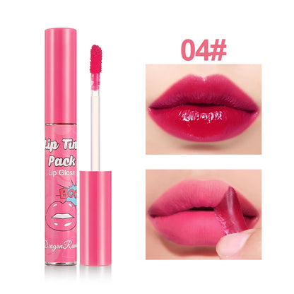 Peel-Off Waterproof Lip Gloss & Lip Stain – Long Lasting Non-Stick Matte Liquid Lipstick, Rose Tint Tattoo Effect Makeup for Bold Color Lips