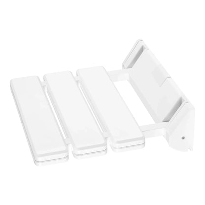 90° Folding Shower Seat – Wall-Mounted Waterproof Bench Stool, White Bathroom & Porch Seat, Supports Up to 130kg, 32×34cm