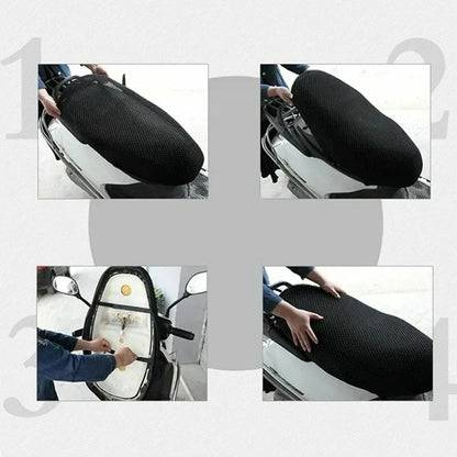 Breathable 3D Mesh Motorcycle Seat Cover – Summer Cooling Anti-Slip Cushion Pad for Moped & Scooter