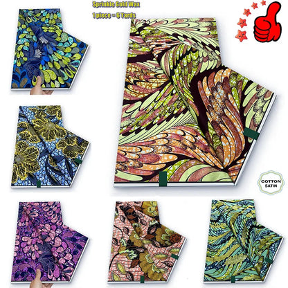 2026 African Real Wax Fabric - 100% Cotton Ankara Glitter Gold Print Batik Pagne for Women’s Fashion & Sewing