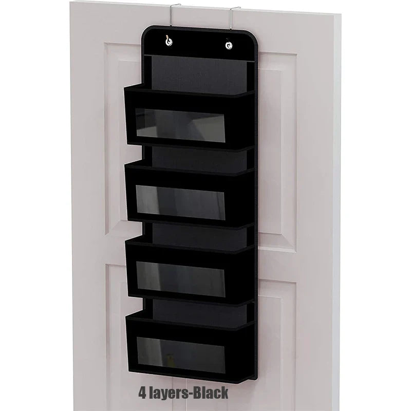 Over The Door Hanging Organizer - 1/3/4/5 Pocket Wall Mounted Storage Rack for Bathroom, Dorm & Clothes