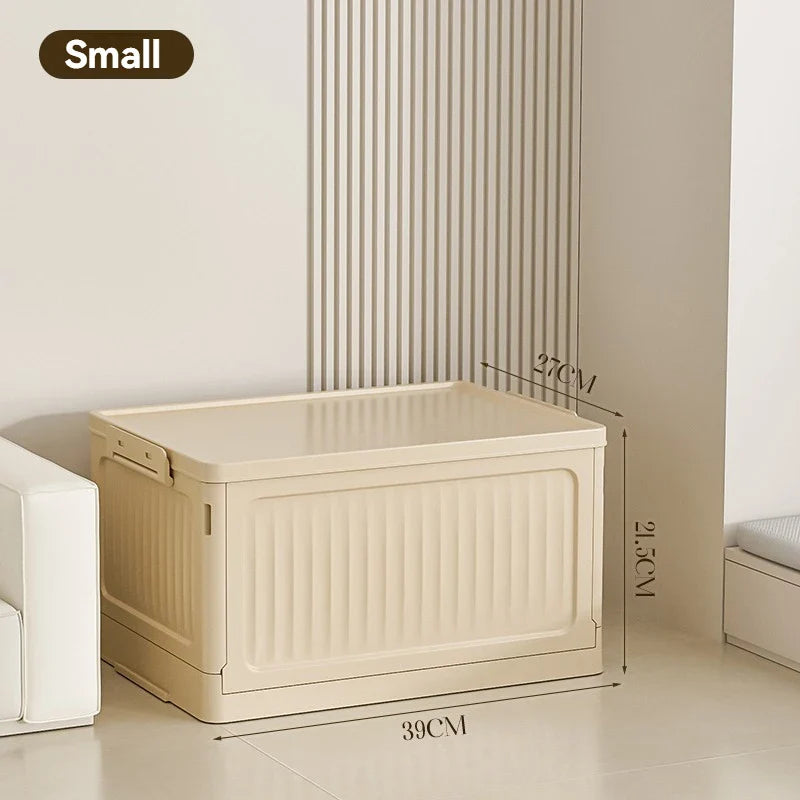 Folding Storage Box – Multifunction Foldable Plastic Organizer with Lid for Household Supplies