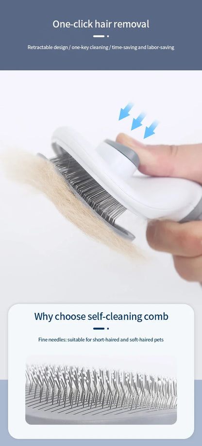 Pet Cat & Dog Hair Brush – Stainless Steel Grooming Comb for Long Hair Pets, Dog Cleaning & Care Accessories