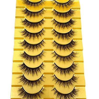 5/10 Pairs 3D Mink False Eyelashes – Wispy Handcrafted Full Strip Short Natural Lashes for Makeup