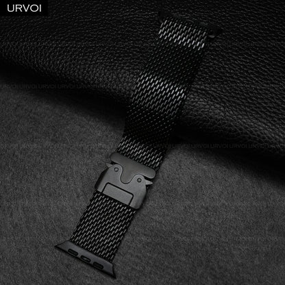 URVOI Stainless Steel Mesh Band for Apple Watch Ultra 2/1, Series 10/9 – 316L Secure Parachute Buckle, 46/49mm