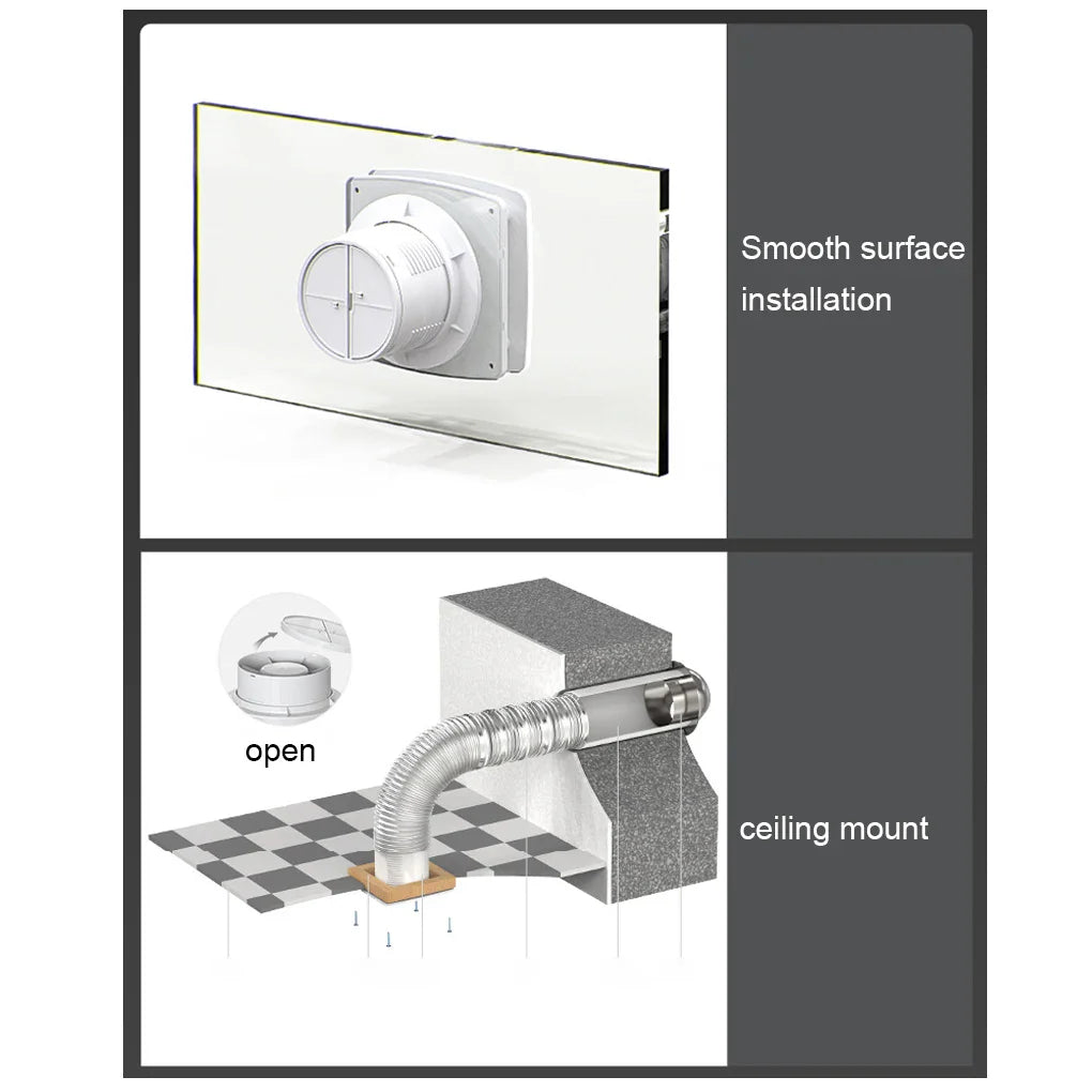 4 Inch Bathroom Exhaust Fan — Waterproof Wall Ventilator with Powerful Air Extractor Outlet