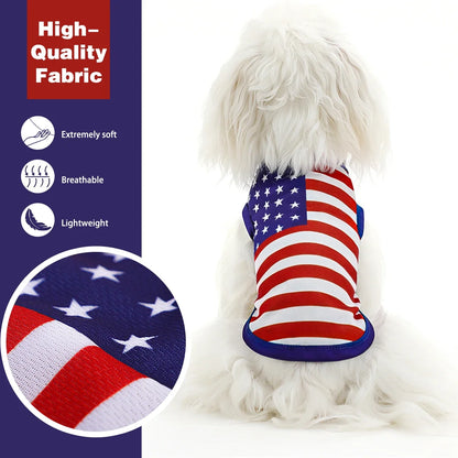 American Flag Dog Vest Shirt - Patriotic Pet Apparel for National Holiday Celebrations and Everyday Wear
