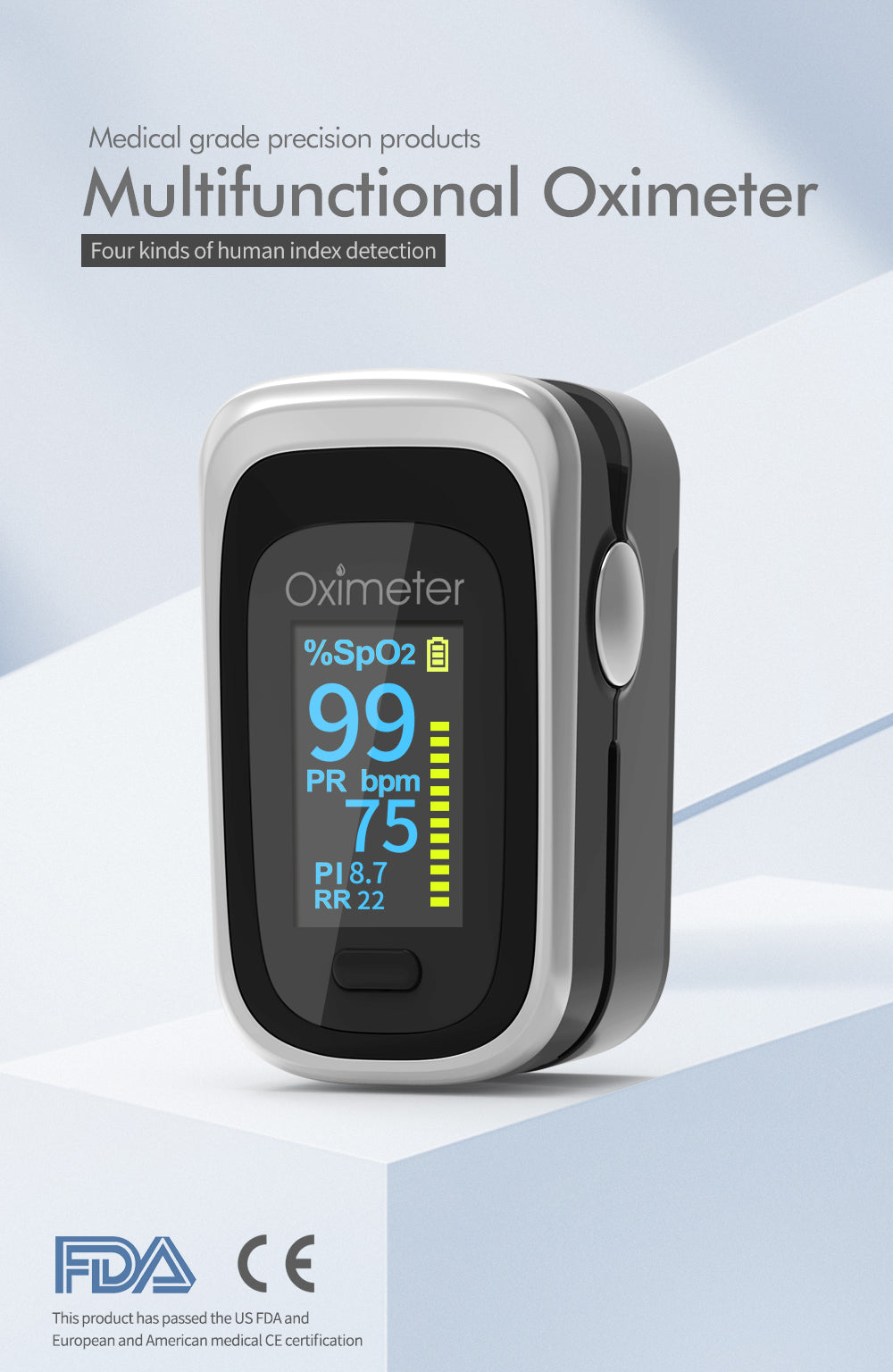 Kiuzou Medical Portable Finger Pulse Oximeter – Blood Oxygen, Heart Rate, Saturation Monitor with OLED Display