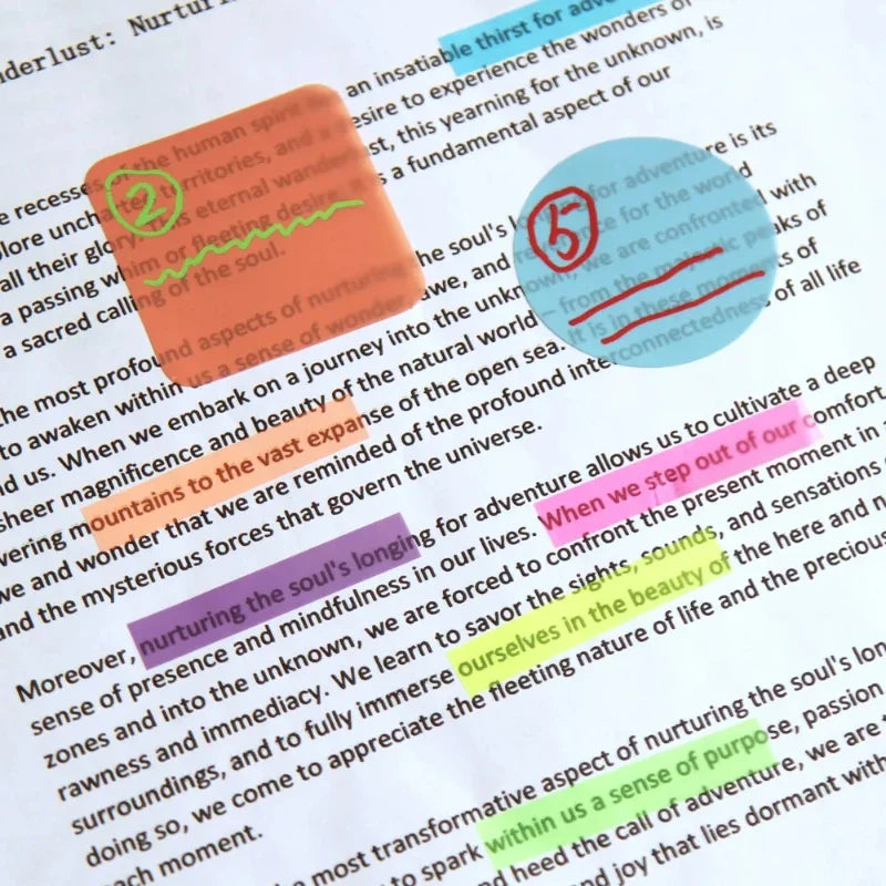 2400PCS Transparent Colorful Sticky Notes – Self-Adhesive Index Memo Pads for Office, School & Creative Stationery Use