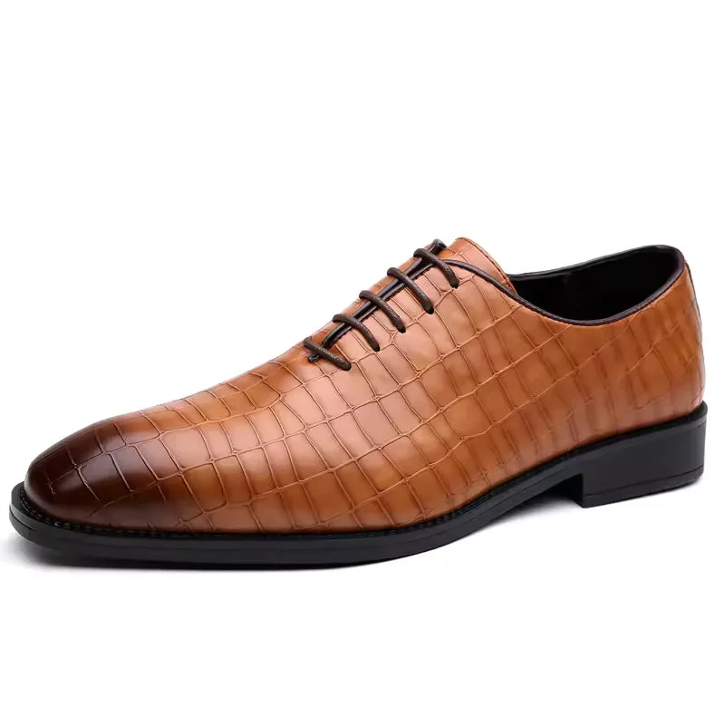 Men’s Luxury Leather Brogue Oxford Shoes - Retro Carved Lace-Up Wedding & Business Dress Shoes for Office Wear
