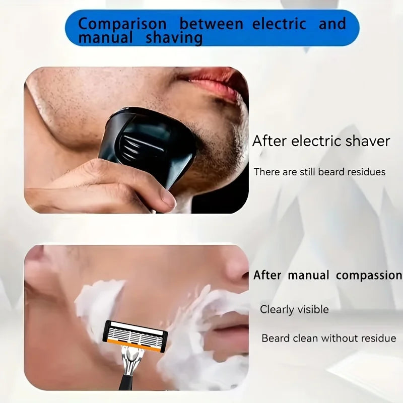 Men’s Safety Razor Set - 6-Layer Stainless Steel Replaceable Shaver Head for Smooth and Precise Shaving