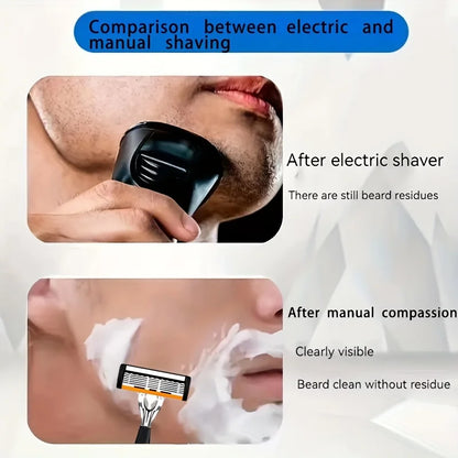 Men’s Safety Razor Set - 6-Layer Stainless Steel Replaceable Shaver Head for Smooth and Precise Shaving