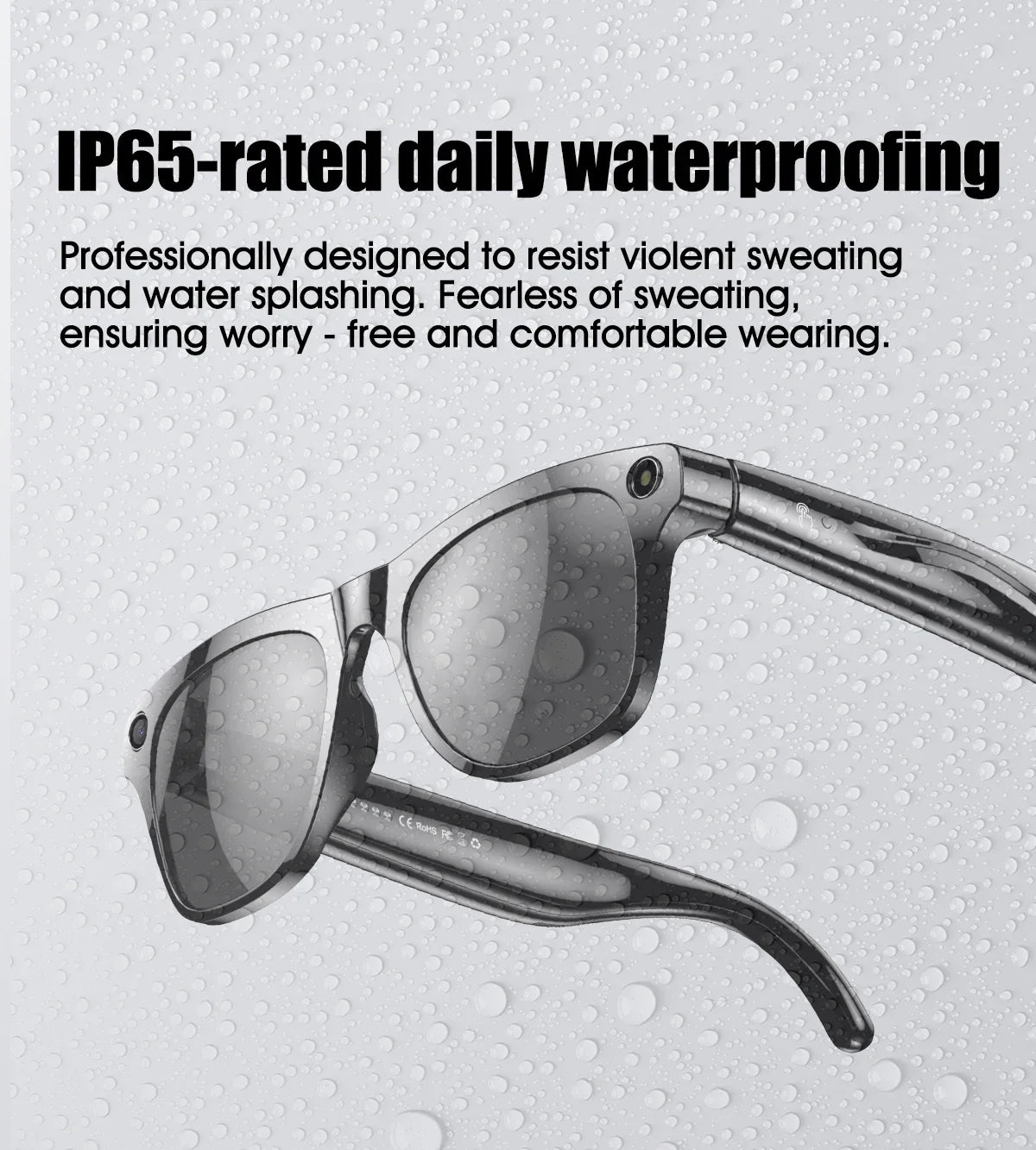 AI Smart Glasses with Camera — Bluetooth Calls, Voice Assistant, Navigation, Waterproof Smart Sports Wearable