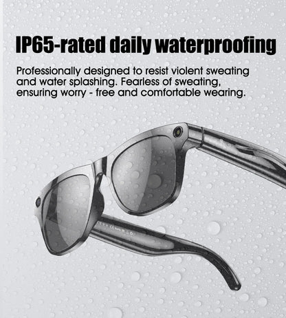 AI Smart Glasses with Camera — Bluetooth Calls, Voice Assistant, Navigation, Waterproof Smart Sports Wearable