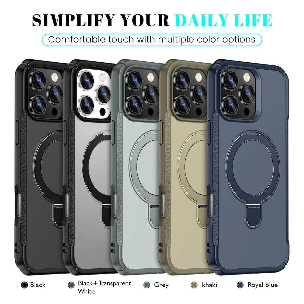 MagSafe Foldable Magnetic Wireless Charging Stand Case — Anti-Slip Bumper for iPhone 11–17 (incl. 16E) Pro/Max