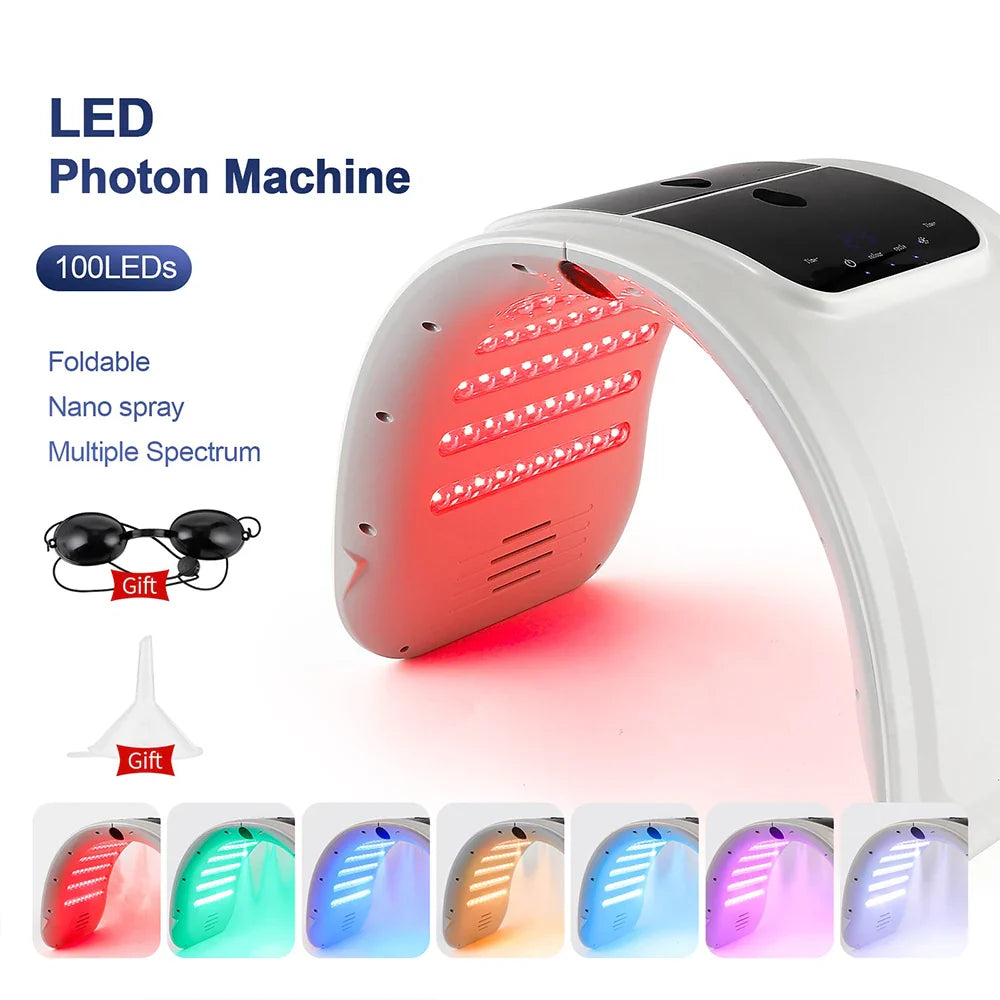 Foreverlily LED Face Mask PDT Machine – 7 Colors Light Photon Skin Rejuvenation, Facial & Body Beauty Spa with Nano Spray Mist