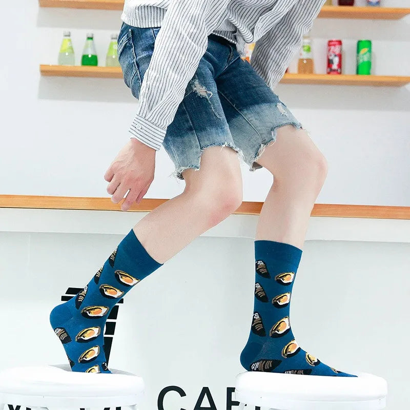 5-Pair Funny Printed Sports Socks - Harajuku Hip Hop Casual Fashion Socks for Men & Women