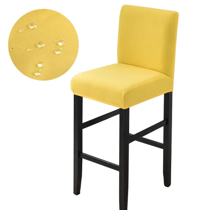 Waterproof Bar Stool Covers - Stretch Short Back Chair Protector Covers for Kitchen Dining Room Cafe Counter Height Seats