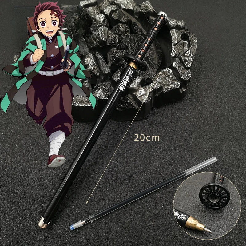 Demon Slayer Gel Pen - 0.5mm Black Ink Anime Sword Design Pen for Students, Cosplay Fans and Gifts