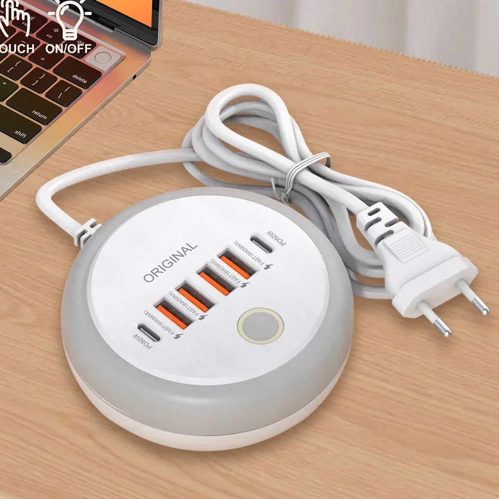 50W USB-C Power Strip Charger - Multi-Port Fast Charging Wall Adapter for iPhone 12/13 & Mobile Devices