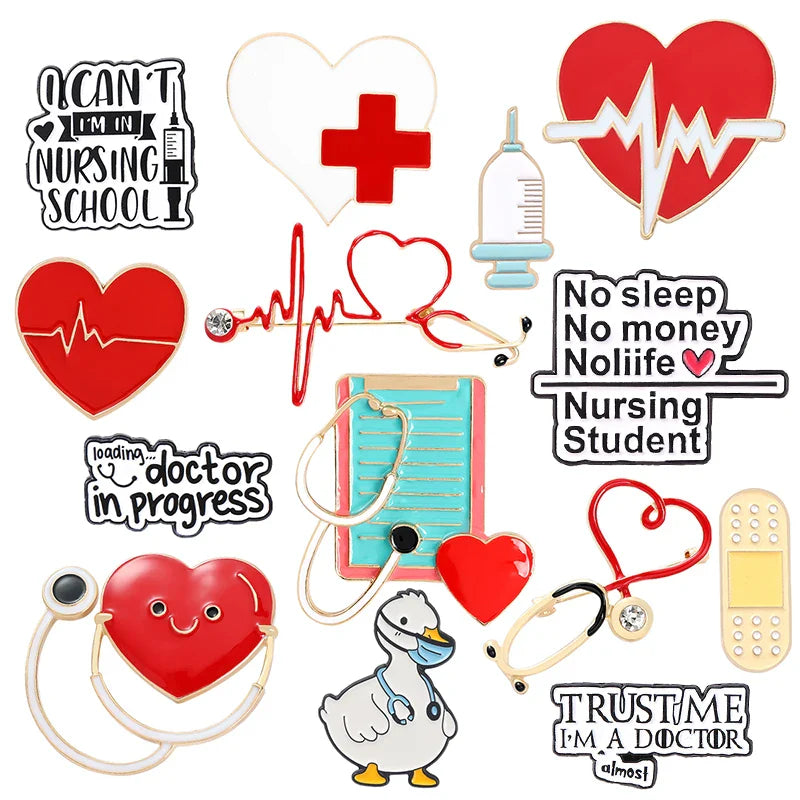 Cartoon Medical Stethoscope Enamel Pin – Doctor & Nurse Brooch Lapel Badge, Cute Graduation Gift for Medical Students