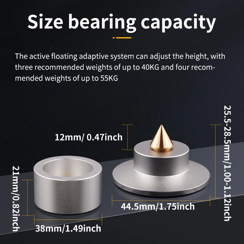 4-Piece Aluminum Audio Amplifier Shock Absorber Feet – HiFi Speaker & CD Player Anti-Vibration Pads