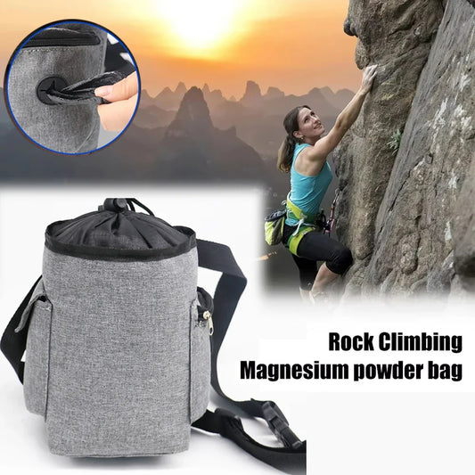 Adjustable Drawstring Chalk Bag - Climbing & Weightlifting Magnesium Powder Pouch with Outdoor Storage Waist Bag