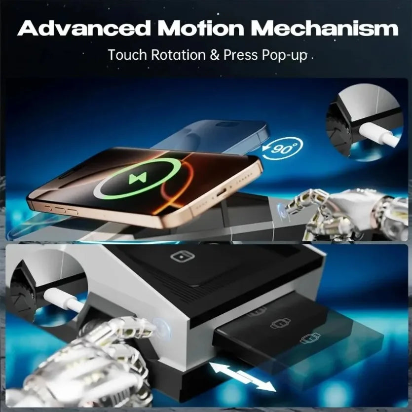 3-in-1 Magnetic Wireless Charger Stand - Cybertruck Desktop Phone Holder for iPhone 17-12 Pro Max Apple Watch & AirPods Pro