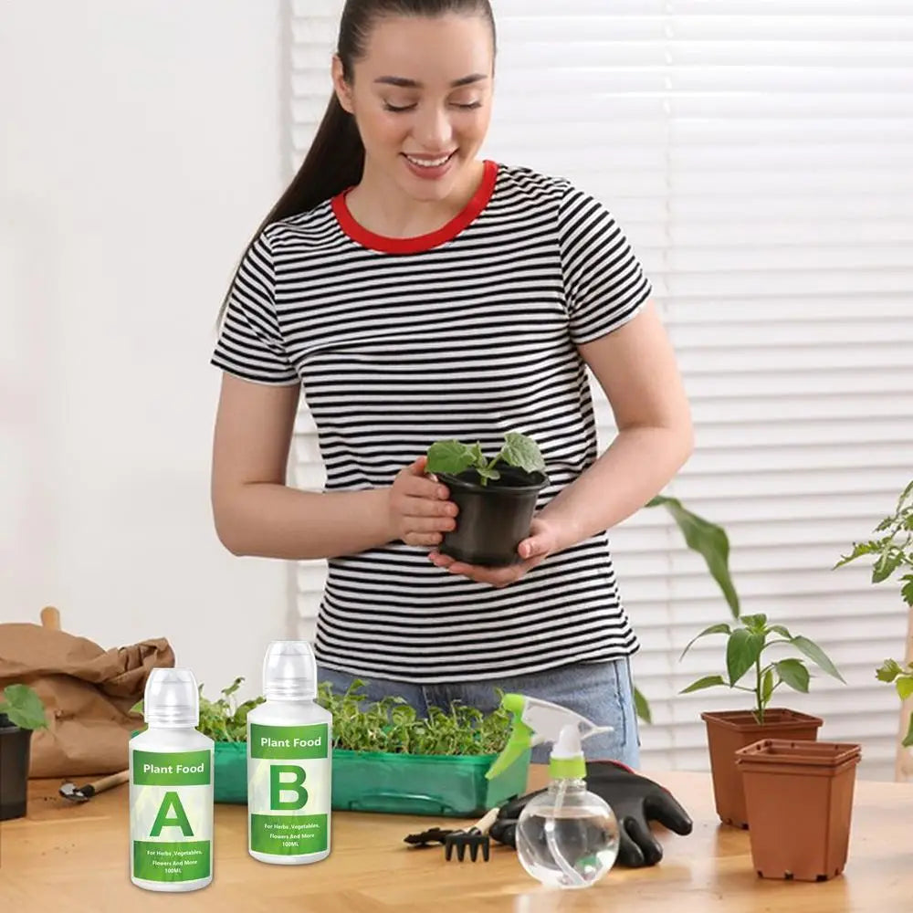 Hydroponic AB Nutrient Solution Set – Plant Fertilizer for Flowers & Vegetables