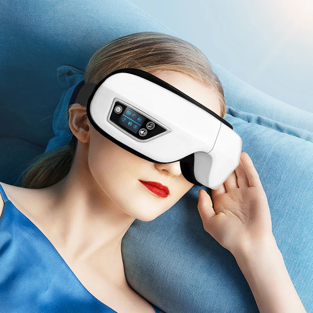 6D Smart Eye Massager – Vibration & Airbag Compression, Bluetooth Music Eye Care Glasses for Fatigue Relief