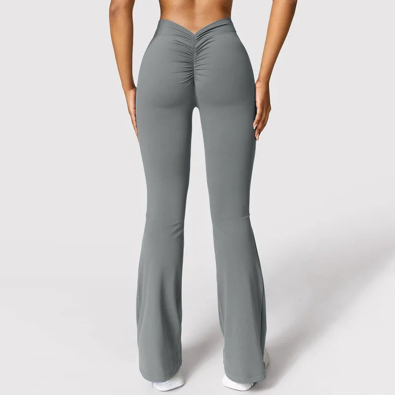 Women's V-Back High Waist Leggings - Push Up Gym & Casual Stretch Fitness Pants