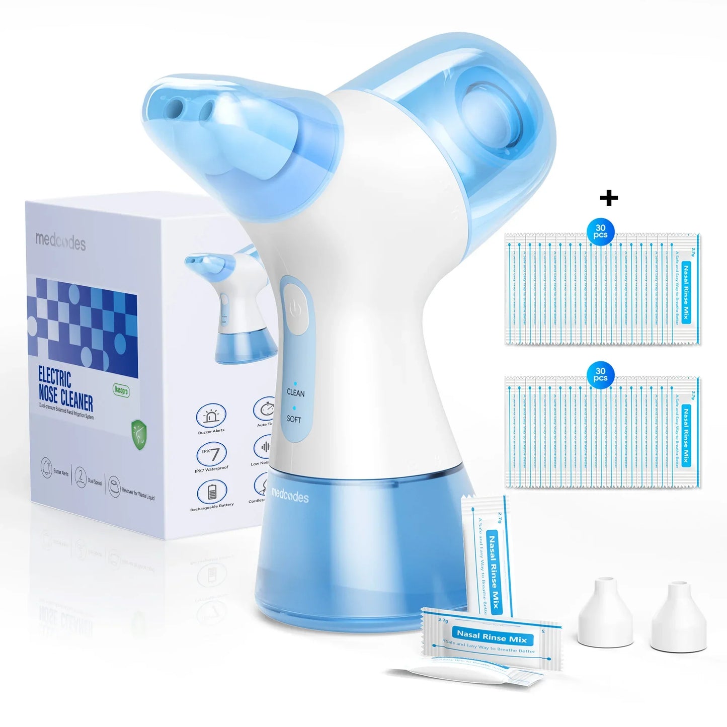 Nasal Irrigation System Sinus Rinse Machine – Water Tank & Waste Collection Nose Cleaner for Sinus Care, Allergy Relief & Deep Nasal Cleaning