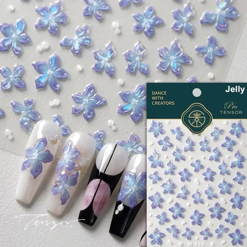 Floral Nail Art Stickers - White Rose Lily Daisy Peony Cherry Blossom & Magnolia Manicure Decals for DIY Nails