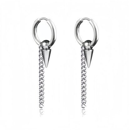 Long Hanging Cross & Leaf Hoop Earrings – Vintage Stainless Steel Hip Hop Unisex Jewelry Accessories