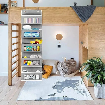 5-Shelf Hanging Door Organizer - Anti-Tilt Large Capacity Storage Pockets for Bedroom & Bathroom