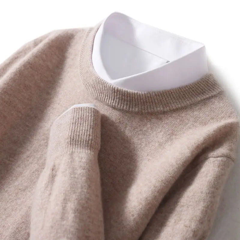 Men's Autumn Winter Cashmere Sweater - Soft Warm O-Neck Loose Knit Pullover Korean Style Top