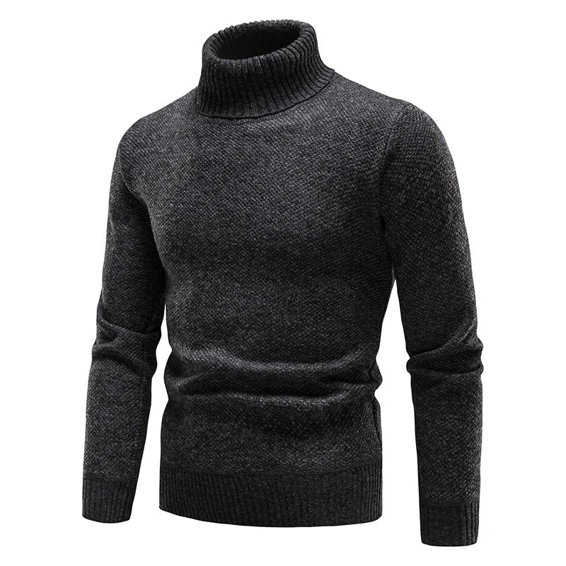 Men's Autumn Winter Fleece Turtleneck Sweater - Thick Warm Slim Fit Elastic Pullover Luxury Casual Top