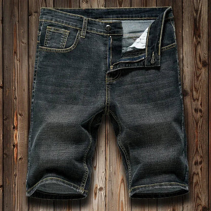 Men's Denim Shorts - 2026 Summer Stretch Slim Straight Jean Shorts in Dark Blue