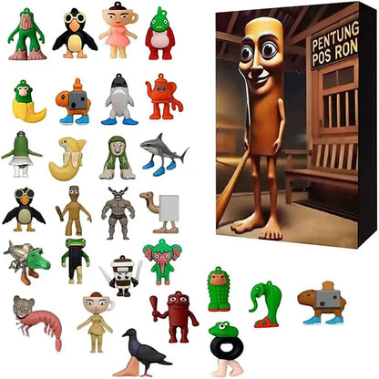 24-Day Advent Calendar – Cartoon Character Collectible Silicone Mini Figures & Surprise Ornaments Gift