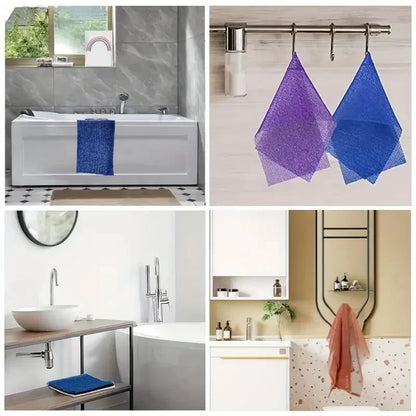 African Exfoliating Bath Sponge - Double-Sided Mesh Body Scrub Towel for Smooth Skin